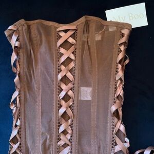 Brown Lace-Up Corset Top